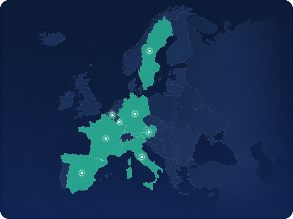 Dagelijks actief in acht Europese landen